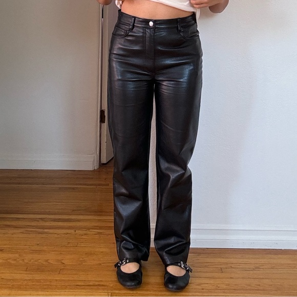 Aritzia Wilfred Wide Leg Melina Leather Pants - Picture 1 of 7